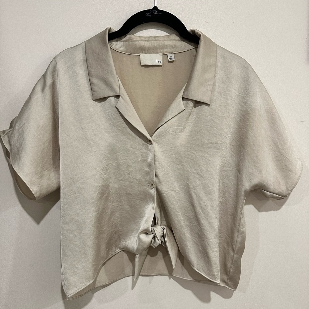 Women's Beige Button-Up Top